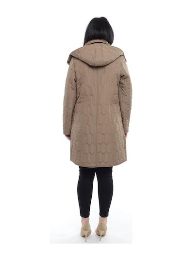 Vetre Kadın Kapitone Mont (95 Cm) Vizon Büyük Beden 1016 Çok Renkli