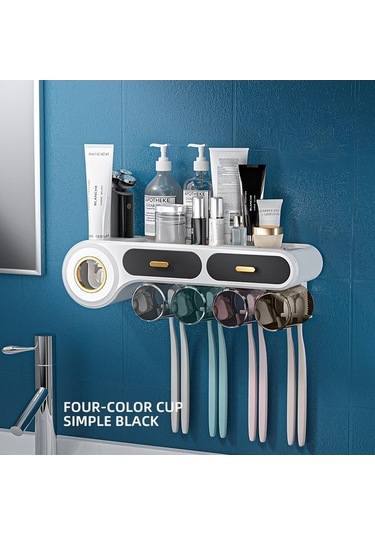 Bosphorusboutique02 Türkçe Otomatik Diş Macunu Sıkacağı Ve Diş Fırçası Saklama Kutusu Seti Diğer