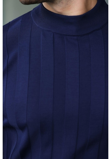 Lacivert Yarım Balıkçı Erkek Triko Kazak E7423 Lacivert