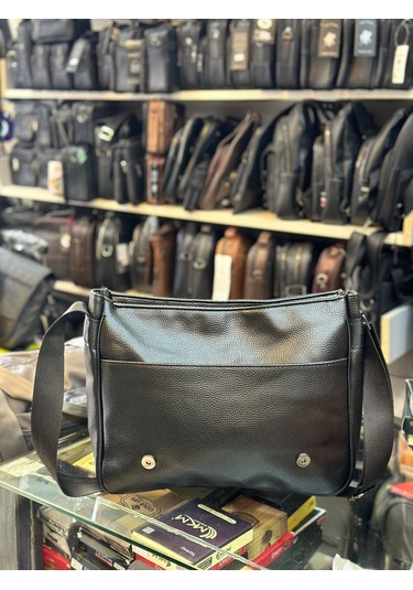 Trg Polo Siyahsunni Deri Omuz Çantası Siyah