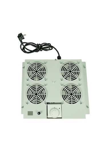 Canovate 4Lü Rack Kabinet Fan Modülü Termostatlı Ral 7035 Gri