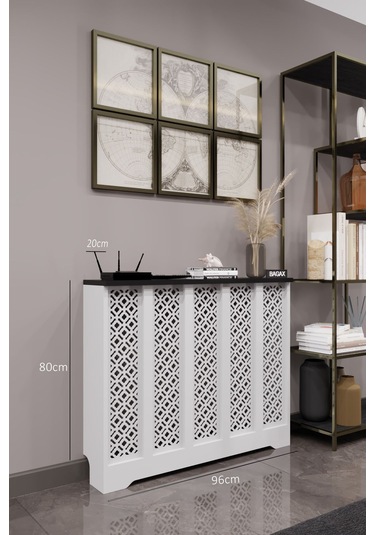 Pera Model, Beyaz Üstü Siyah Renk, 96 Cm Petek Kaplama, Dresuar Beyaz