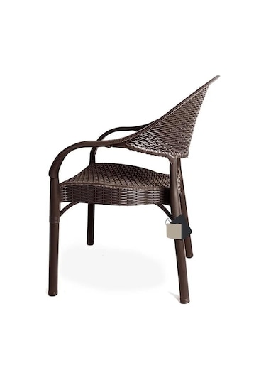 Omnipazar Irk-hk735 Bambu Rattan Desenli Plastik Bahçe Sandalye Koltuk 4'lü Set Kahverengi