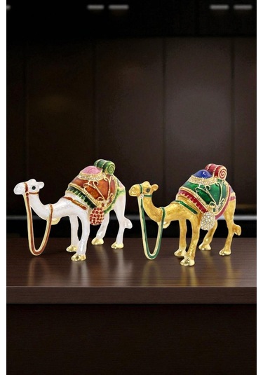 Tekli Deve Figürü Kristal Taşlı Biblo