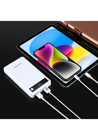 Haweel Dıy 6 X 18650 24w Hızlı Şarj Güç Bankası Kutusu Ekranlı Kılıf, Dahil Değil Beyaz