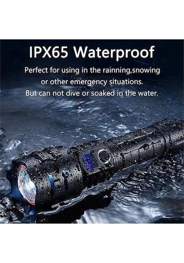 Maoyaya Hytpustaty 100.000 Lümen Taktik Şarjlı El Feneri, Siyah Model Siyah