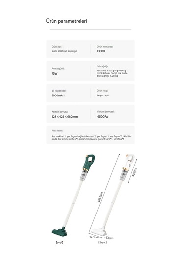Ikkb Yeni Ev Akülü El Büyük Emişli Küçük Akar Sökücü Silme Ve Emişli İkisi Bir Arada Elektrikli Süpürge Beyaz