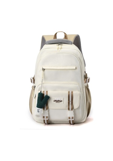 Yeşil Soğan Kolyeli Büyük Kapasiteli Sırt Çantası, Beyaz Çok Renkli Çok Renkli