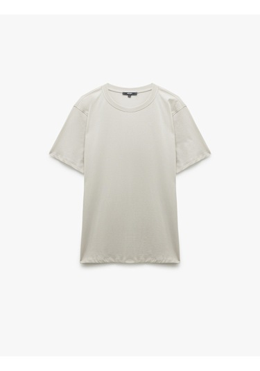 Koton Pamuklu Kısa Kollu Bisiklet Yaka Erkek Basic Tişört Gri 6wam10062hk Gri