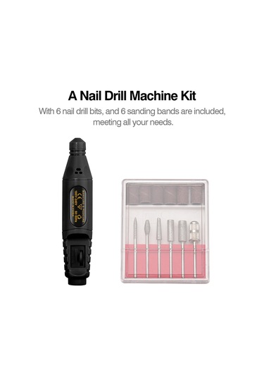 Reedark Usb Şarjlı Elektrikli Tırnak Taşlama Makinesi 5000-20000 Rpm 6 Adet Uç Ve Zımpara Bandı Siyah