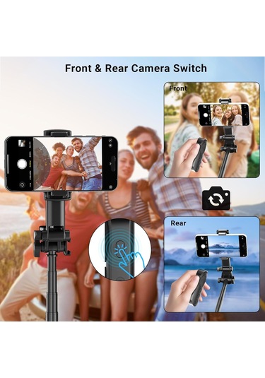 Reedark Bluetooth Kamera Kumandası: Zoom Özelliği, İphone-android Uyumlu, Ön-arka Kameradan Geçiş, Fotoğraf-video-kısa Video Çekimi