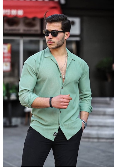 Tex Republic Erkek Yeşil Fitilli Ottoman Gömlek Yeşil