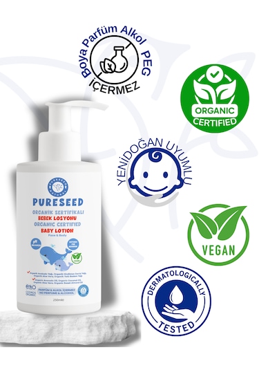 Pureseed Natural Organik Sertifikalı Bebek Losyonu - Parfümsüz - 250 Ml