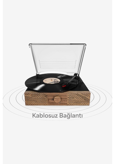 Doob Audio Db-9191 Rustik Dahili Hoparlörlü Bluetoothlu Ahşap Pikap