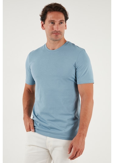 Buratti Pamuklu Regular Fit Bisiklet Yaka Erkek T Shirt 59020204 Mavi