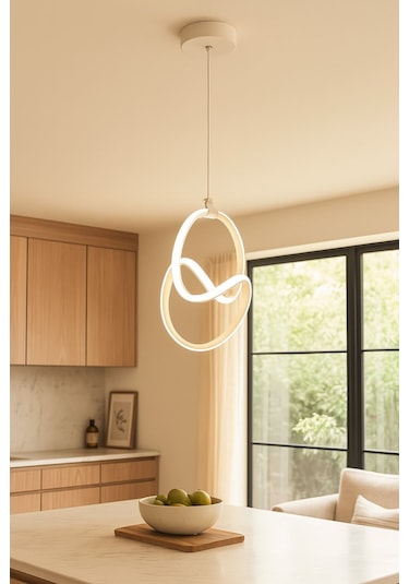 Doruk Beyaz Renk Modern Tasarım Salon Mutfak Hol Beyaz Led Sa... Beyaz