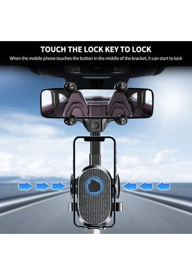 Springsun 2022 Yeni Araç Geribakış Aynası Telefon Tutucu, Ar Navigasyon, Dokunmatik Ekran Kilidi, 4.5-7 İnç Uyumlu, Abs+nano Pu Malzeme Siyah