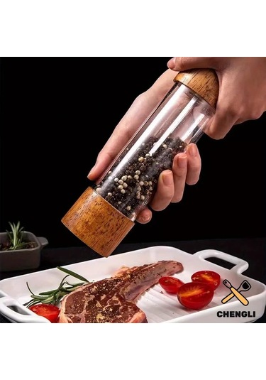 Honeybeeshop Ahşap Tuz Ve Biber Değirmeni Seti 20.32 Cm 2 Adet Manuel 8 İnç Ayarlanabilir Kaba İnce Öğütme Mutfak Baharat Öğütücü