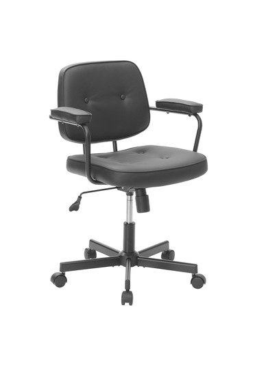 Button Çalışma Sandalyesi S.deri - Siyah 62x77-87x60 Cm Siyah