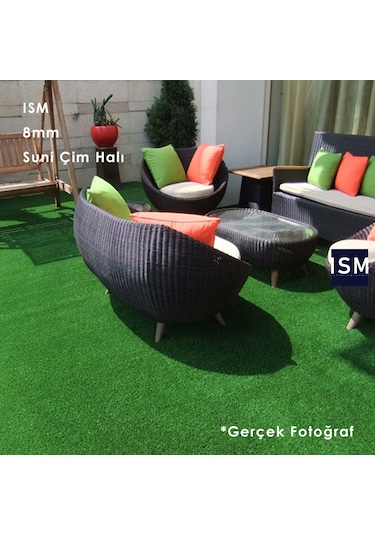 Ism - Suni Yapay Çim Balkon Halı - 8Mm - Yeşil Renk