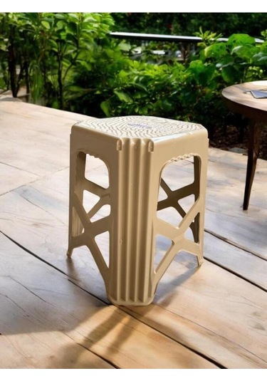 Karatay Orta Boy Plastik Mutfak, Banyo, Balkon Ve Bahçe Taburesi Krem