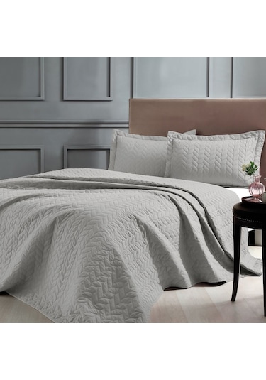 Taç Glory Çift Kişilik Yatak Örtüsü Seti Taş