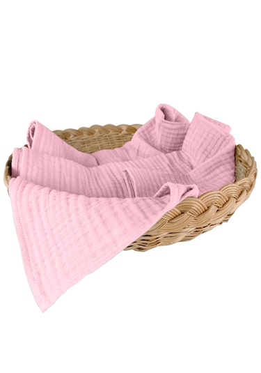 4 Katlı Müslin Bebek Battaniye Organik Kundak Örtü Pembe