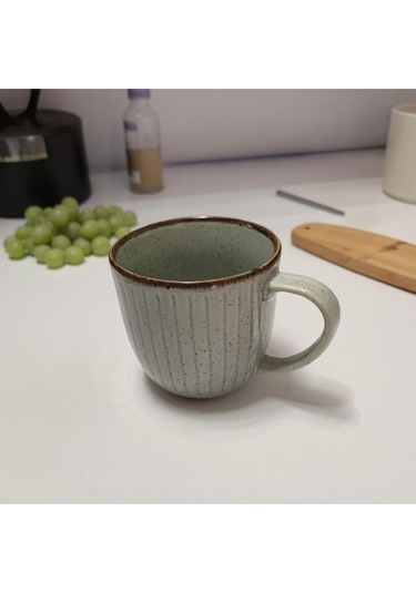 Vintage Seramik Kahve Kupası Gri