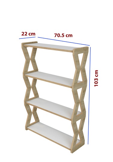 Zühre Safir Meşe -beyaz -4 Raflı Ahşap Ayakkabılık -çok Amaçlı Dekoratif Raf, Organizer Beyaz - Safir Meşe