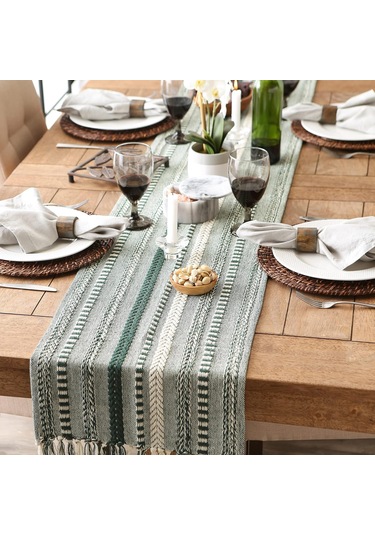 Wellstil Neula %100 Pamuk Orman Yeşili Örme Runner 40 x 110 CM