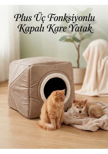 Plus Çok Fonksiyonlu Kedi Köpek Kare Yatak