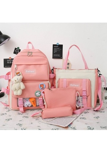 4 Parça Büyük Kapasiteli Sırt Çantası Seti Siyah 4etuee Diğer