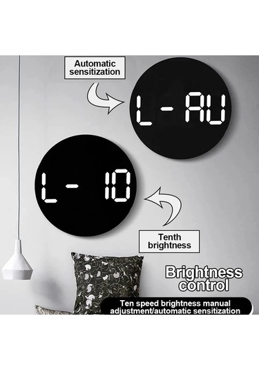 Zilinn Çift Alarmlı Uzaktan Kumandalı Led Duvar Saati, Ev Dekorasyonu İçin Takvim Ve Sıcaklık Göstergesi Parlaklık Ayarlanabilir Turuncu-84 Çok Renki