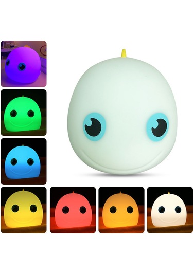 Springsun Yumuşak Dokulu Bebek Gece Lambası - 7 Renkli Dokunmatik Kontrollü Şarj Edilebilir Yunus Şeklinde Led Işık Çok Renkli