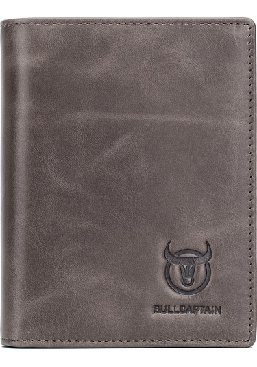 Hangfox Erkek Deri Cüzdan, 15 Kartlık, 2 Para Çantası, Kimlik Penceresi, Anti-kaçırma, Gri Renk, Kalın Ve Sağlam Tasarım Gri