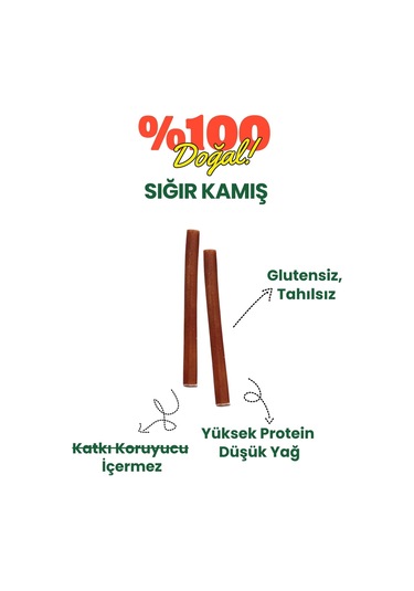 Havhav 2 Adet Sığır Kamış Çiğneme Çubuğu Köpek Ödülü