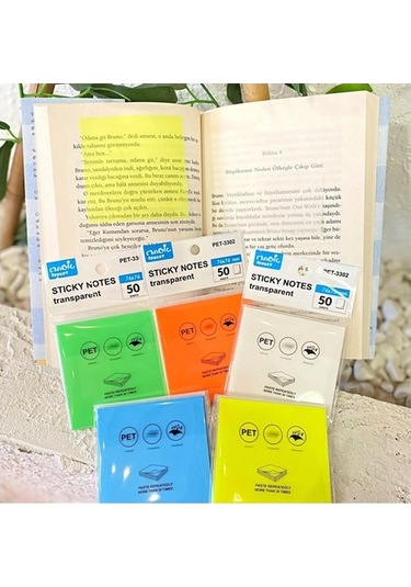 Magic Yapışkanlı Not Kağıdı Şeffaf Neon Renk - 3 Adet