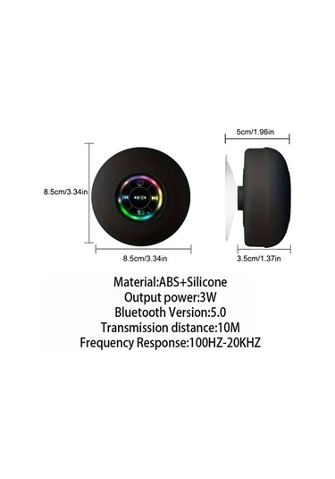 Zyzqstore Taşınabilir Kablosuz Bluetooth Hoparlör, Led Ipx4 Su Geçirmez, Gri Renkli, Küçük Boyutlu, Müzik Sevenler İçin