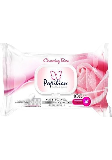 Papilion Gül Kokulu Islak Havlu 100'Lü