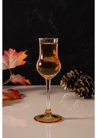 Mest 6 Adet Ayaklı Kahve Yanı Su Bardağı Seti Bal Renk 95 Cc Bal Renk