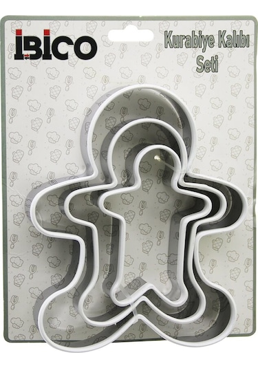 3 Boy Metal Silikon Kenar Kılıflı Kurabiye Kalıp Seti 8 X 5.5cm - 9.5 X 8cm - 13.5 X 11cm 4741 Altın - Gri