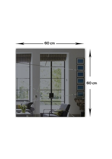 Ayna | Füme Ayna | Tasarım Kanallı - Kare Ayna | 60Cm X 60Cm Füme
