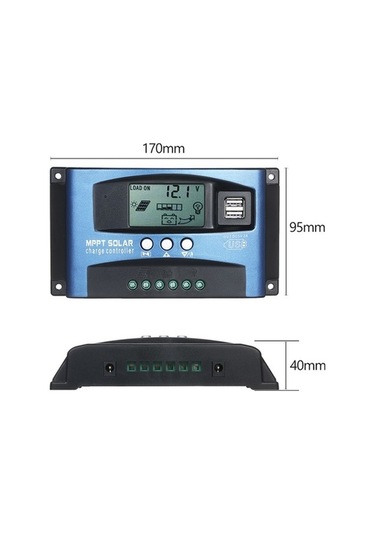 Maoyaya Güneş Enerjili Usb Tanıma Şarj Cihazı, Mppt Lcd Ekranlı, Çift Akıllı 5v/2a 12v/24v - Jw