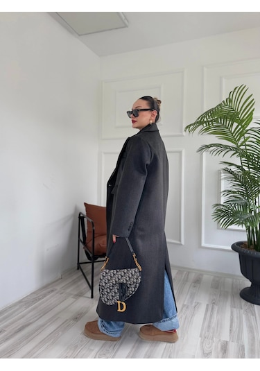 Keymoda Kadın Premium Kalite Kaşe Kaban Siyah Siyah