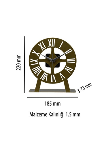 Roma Model Metal Lazer Kesim Akar Sessiz Mekanizmalı Masa Saati Gold