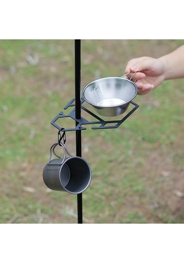 Novahub Depolama Rafı Sierra Kase Destek Plakası Açık Alan Sofra Gereçleri, Hafif Braket, Taşınabilir Kamp Piknik Bardak Depolama Tepsisi Siyah Siyah