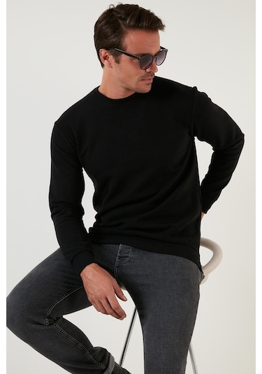 Buratti Slim Fit Bisiklet Yaka Pamuklu Erkek Kazak 456201 Siyah