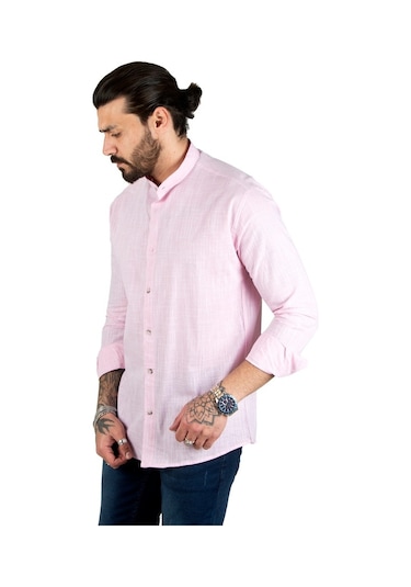 Deepsea Erkek Çizgili Likralı Hakim Yaka Gömlek (541217898)