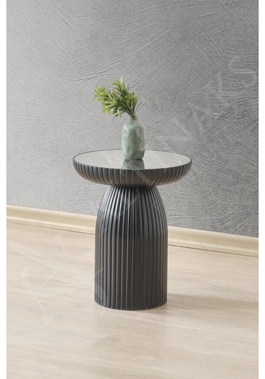 Altınaks Mobilya, Diamond, Bohem Sehpa,tekli Sehpa,yan Sehpa,zigon Sehpa - Siyah & Siyah Mermer Desen Siyah Gövde & Siyah Mermer Desenli Tabla