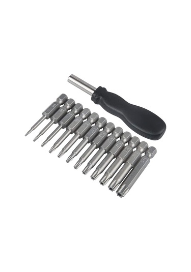 Dinosaurs 12 Paket Torx Başlı Tornavida Ucu Seti 1/4 Inç Hex Shank T5-t40 Yıldız Tornavida Alet Kiti 1 Paket Saplı